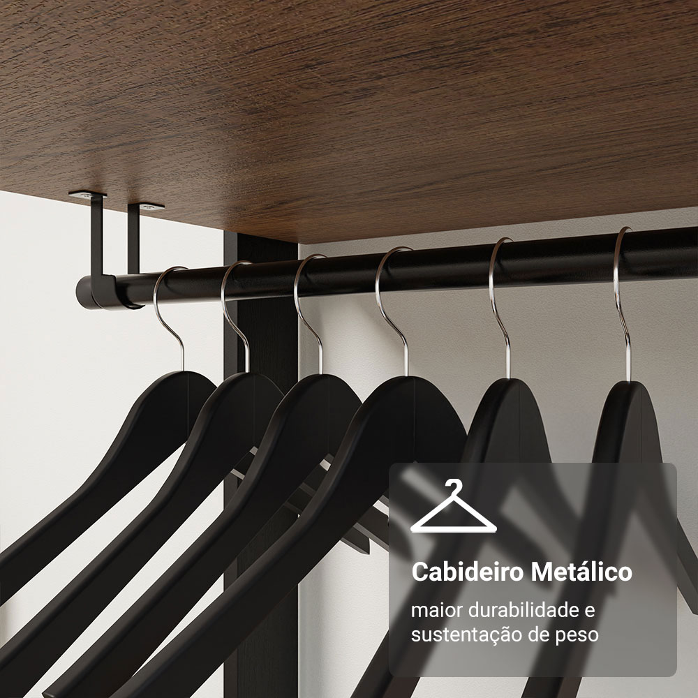 Clóset Abierto 140 cm 4 Cajones Marrón/Negro Valencia Madesa
