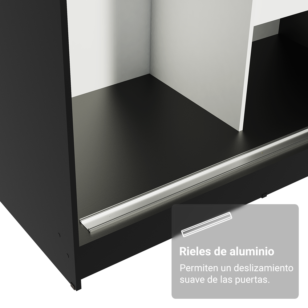 Conjunto de 2 Clósets 4 Puertas Corredizas Negro Tokio Madesa