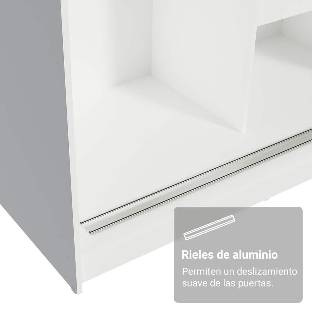 Conjunto de 2 Clósets 4 Puertas Corredizas con 4 Espejos Blanco/Marrón Tokio Madesa