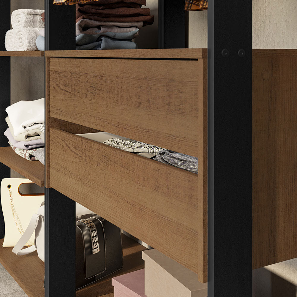 Clóset Modulado Valencia 4 Cajones 358cm Marrón/Negro 04