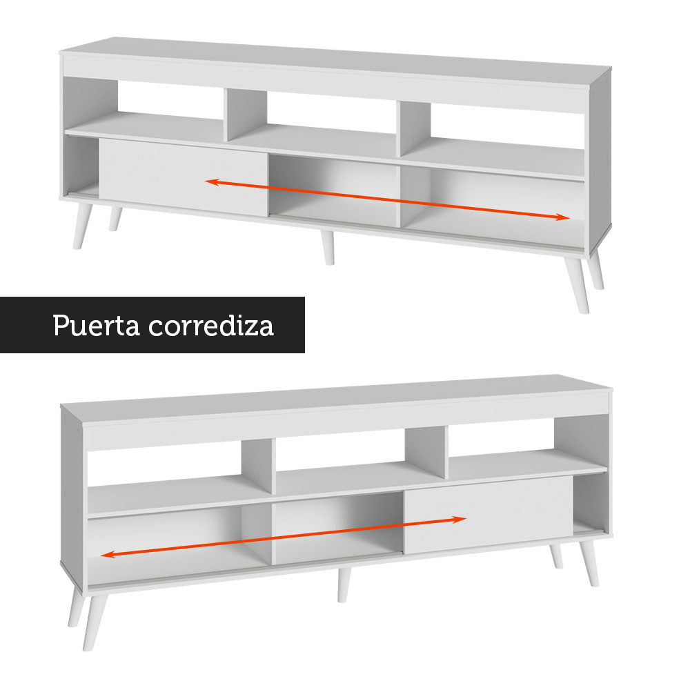 Mueble con Panel para TV hasta 65 Pulgadas con patas Blanco Detroit Madesa