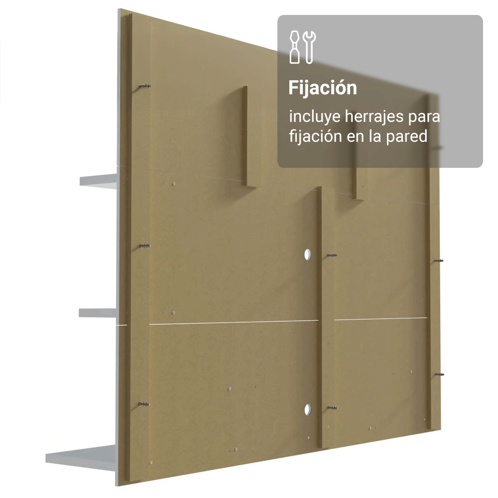Mueble con Panel para TV hasta 60 Pulgadas 180 cm Blanco/Marrón Metz Madesa