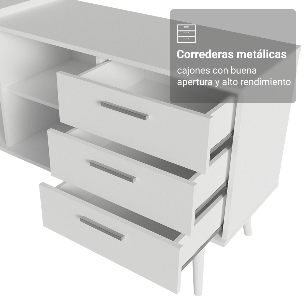 Escritorio en L 3 Cajones Blanco Lisboa Madesa