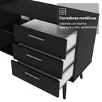 Escritorio Esquinero 302 cm 3 Cajones Negro Madesa