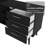 Escritorio Esquinero para Computadora Gamer 3 Cajones Negro Lisboa 07