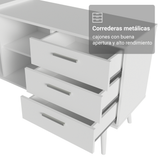 Escritorio de Estudio Esquinero 3 Cajones Blanco/Marrón Lisboa Madesa