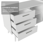 Escritorio Esquinero Gamer 302 cm 3 Cajones Blanco Madesa