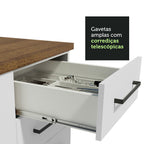 Kit 2 Gabinetes Bajos Multiuso 200 cm 4 Puertas 3 Cajones Blanco/Marrón Agata Madesa