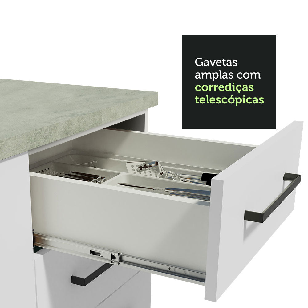 Kit con 2 Gabinetes Bajos y 2 Gabinetes superiores 200cm Blanco Agata