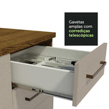 Kit con 2 Gabinetes Bajos y 2 Gabinetes superiores 200cm Marrón/Crema Agata