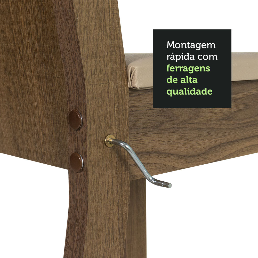 Juego de Comedor Encimera de Vidrio Circular 4 Sillas Marrón/Crema/Beige Madu