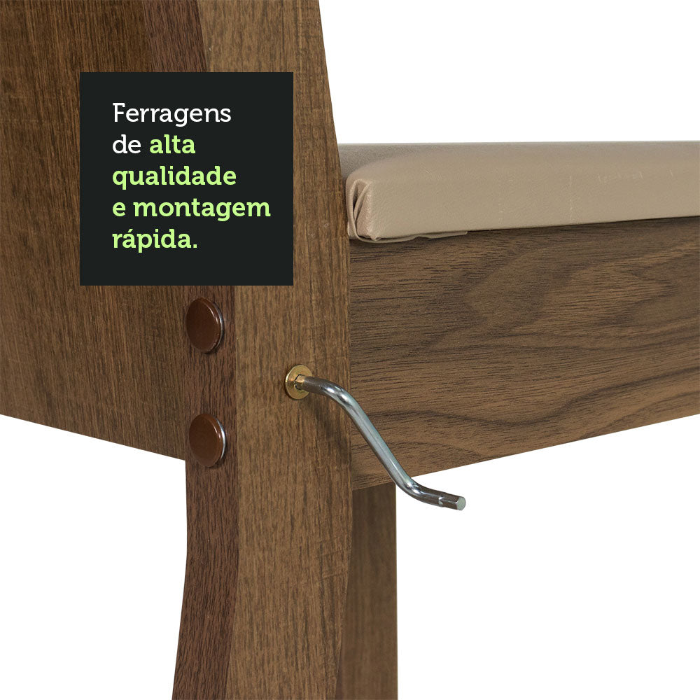 Juego de Comedor Mesa Encimera de Madera 4 Sillas Marrón/Negro/Sintético Beige Samara