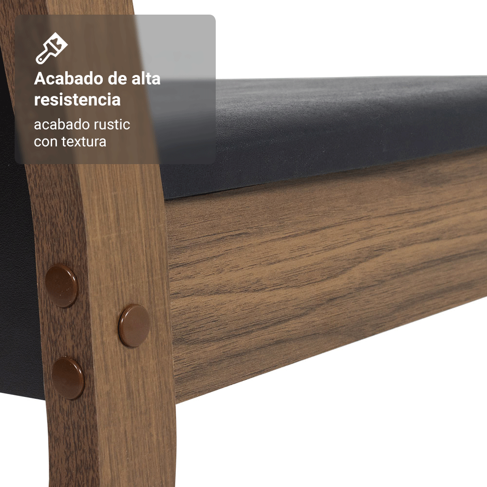 Juego de Comedor Mesa con Encimera de Vidrio 4 Sillas Marrón/Negro Martina