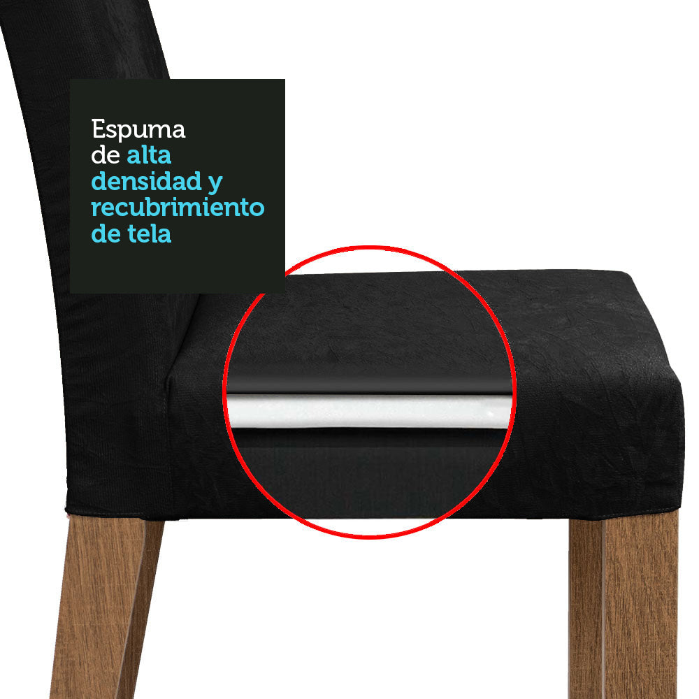 Juego de Comedor Mesa con Encimera de Vidrio 6 Sillas Marrón/Negro/Oxford Stéfani