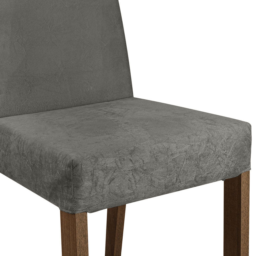 Conjunto de Comedor con Encimera Vidrio 6 Sillas Marrón/Negro/Silver Valerie Madesa