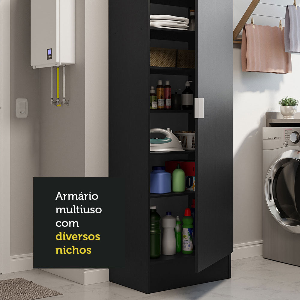 Armario Multiusos 60 cm 1 Puerta Negro