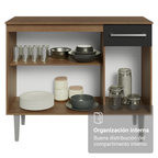 Aparador 105 cm 3 Puertas 1 Cajón Marrón/Negro Madesa