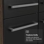 Kit Gabinete Bajo 3 Puertas 1 Cajón y Estante Multiuso Negro/Marrón Madesa
