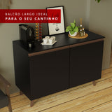Mueble Estación de Café Reims 120 cm 2 Puertas Negro
