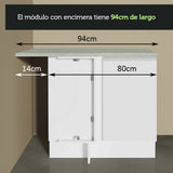 Cocina Integral Esquinera 349cm Blanco Glamy 06