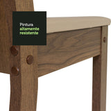 Juego de Comedor Mesa con Encimera de Vidrio y 4 Sillas Rustic/Sintético/Beige Magda