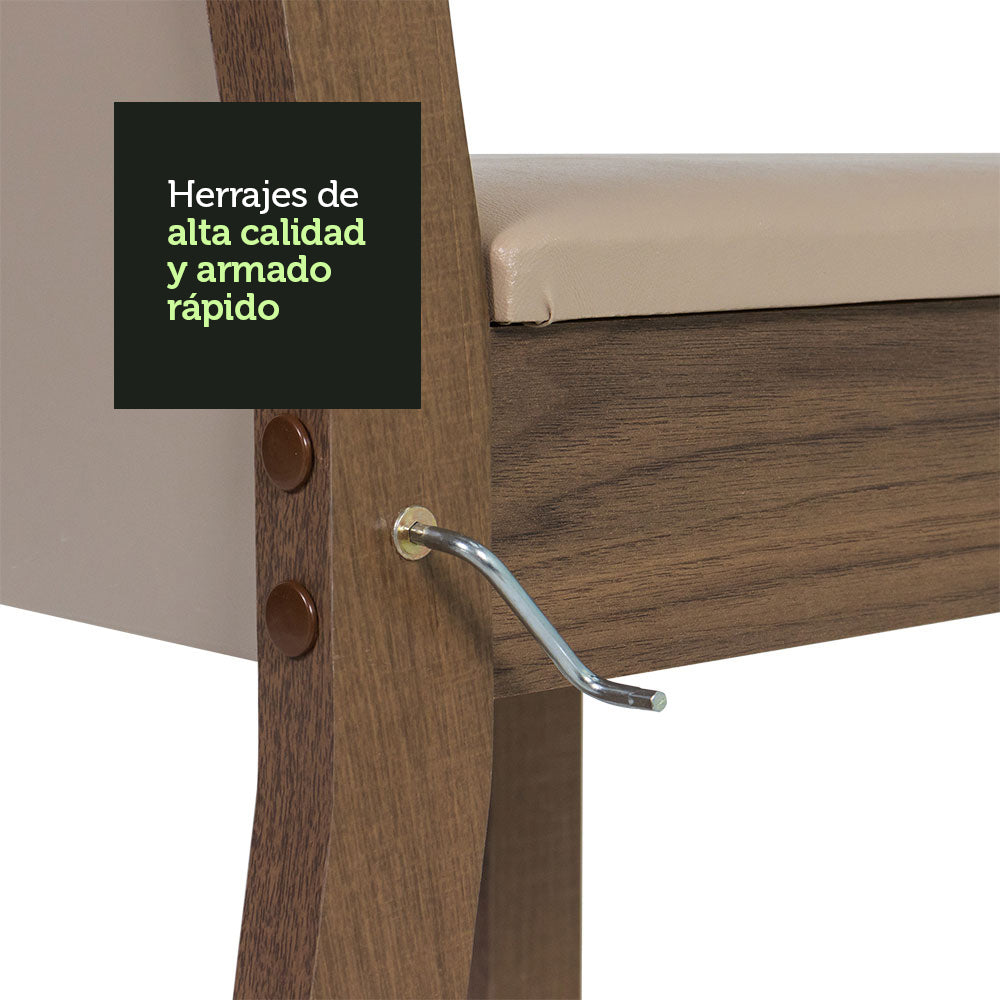 Juego de Comedor Maris Mesa con Encimera y 6 Sillas Marrón/Sintético Beige