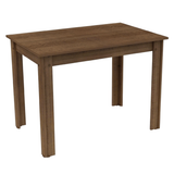 Juego de Comedor Mesa de Madera + 4 Sillas Color Marrón Tapizadas en Tela Sintética Beige Madesa Rute