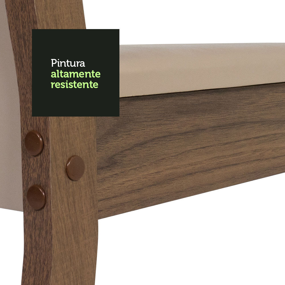 Comedor Moscú Plus Mesa Encimera de Vidrio con 6 Sillas Marrón/Crema/Sintético Beige