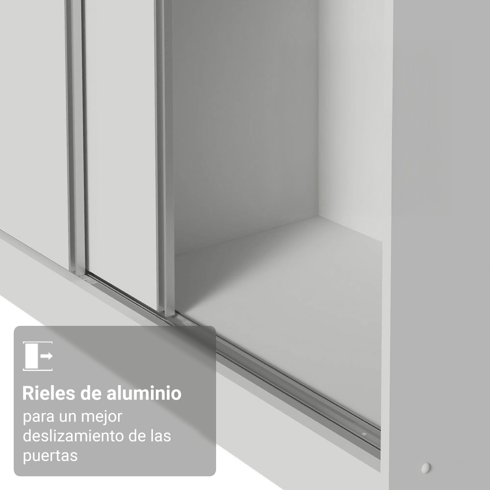 Clóset Matrimonial con Espejo Royale 3 Puertas Correderas Blanco 100% MDF