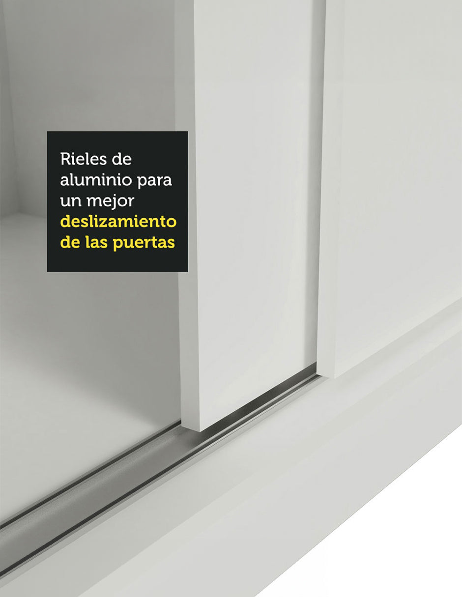 Clóset Matrimonial 231 cm 3 Puertas Corredizas Con 2 Espejos 100% MDF Blanco Royale Madesa