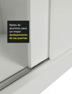 Clóset Matrimonial 231 cm 3 Puertas Corredizas Con 2 Espejos 100% MDF Blanco Royale Madesa