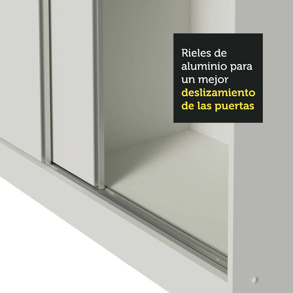 Clóset Matrimonial 100% MDF Royale 3 Puertas Correderas con Espejos con Patas Blanco