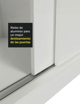Clóset Matrimonial 100% MDF Royale 3 Puertas Corredizas Blanco/Blanco/Negro