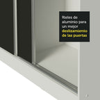 Clóset Matrimonial 231 cm 3 Puertas Corredizas Con 2 Espejos 100% MDF Blanco/Negro Royale Madesa