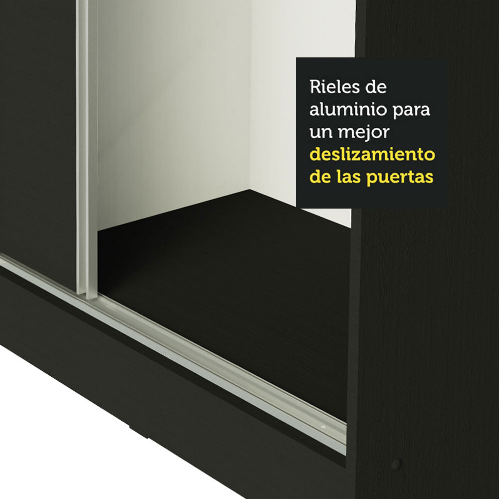 Clóset Matrimonial 100% MDF Royale 3 Puertas Corredizas Negro/Negro/Blanco