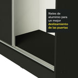Clóset Matrimonial 100% MDF Royale 3 Puertas Corredizas Negro/Negro/Blanco
