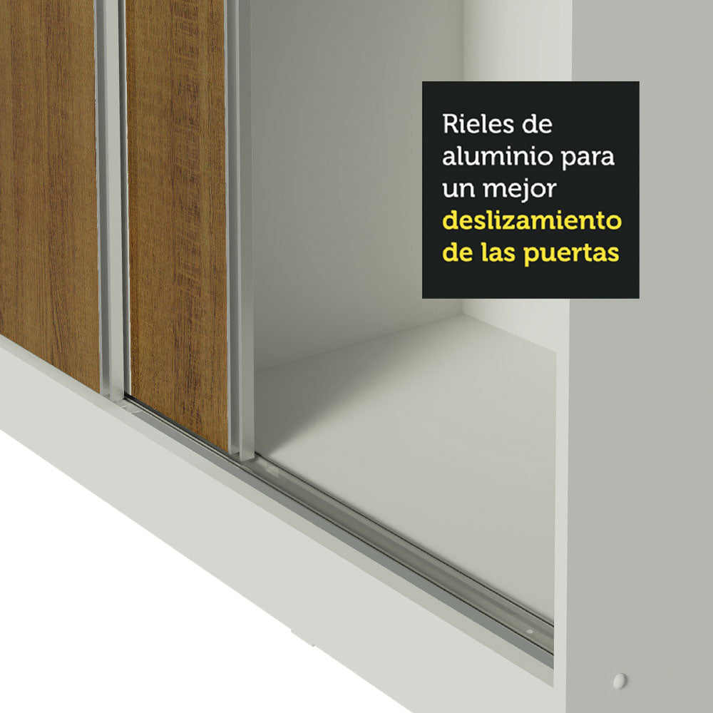 Clóset Matrimonial 231 cm 3 Puertas Corredizas 100% MDF Blanco/Marrón Royale Madesa