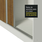 Clóset Matrimonial 231 cm 3 Puertas Corredizas 100% MDF Blanco/Marrón Royale Madesa