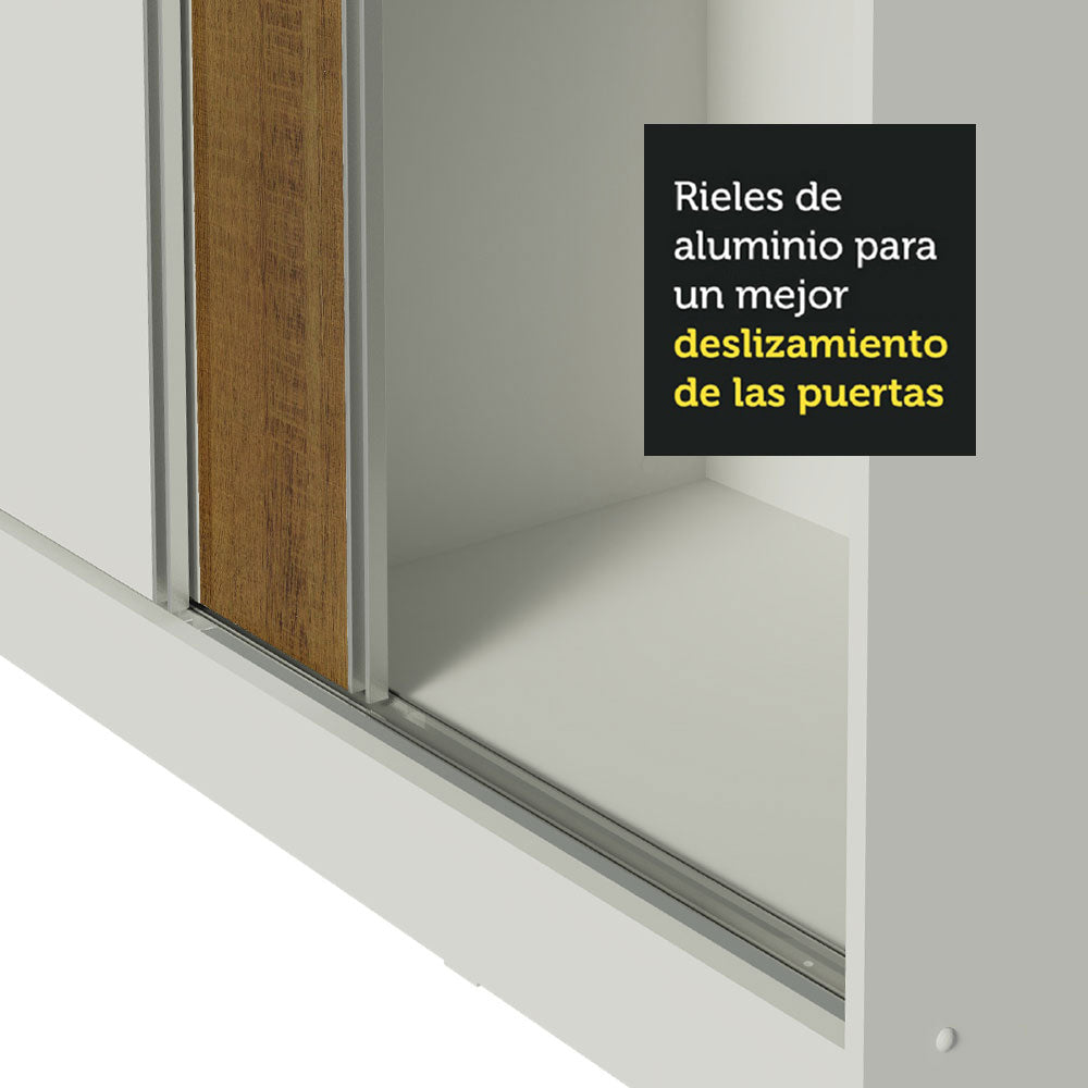 Clóset Matrimonial 100% MDF Royale 3 Puertas Correderas con Patas Blanco/Marrón/Blanco