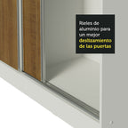 Clóset Matrimonial 231 cm 3 Puertas Corredizas Con 1 Espejo 100% MDF Blanco/Marrón Royale Madesa
