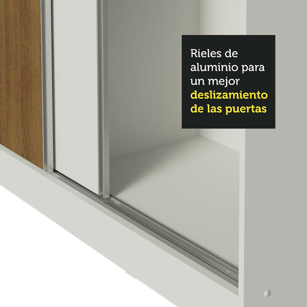 Clóset Matrimonial 231 cm 3 Puertas Corredizas 100% MDF Blanco/Marrón Royale Madesa