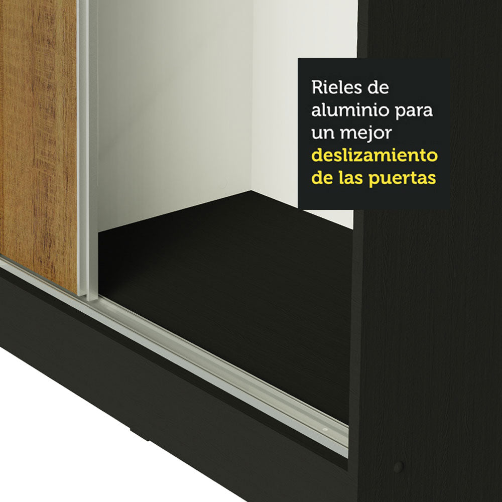 Clóset Matrimonial 100% MDF Royale 3 Puertas Corredizas Negro/Marrón