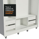 Clóset Matrimonial Lyon Plus 3 Puertas Correderas con Espejo 4 Cajones con Patas Blanco