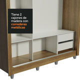 Clóset Matrimonial Lyon 3 Puertas Correderas con Espejos 2 Cajones con Patas Marrón
