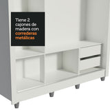 Clóset Matrimonial Lyon 3 Puertas Correderas con Espejos 2 Cajones con Patas Blanco/Marrón