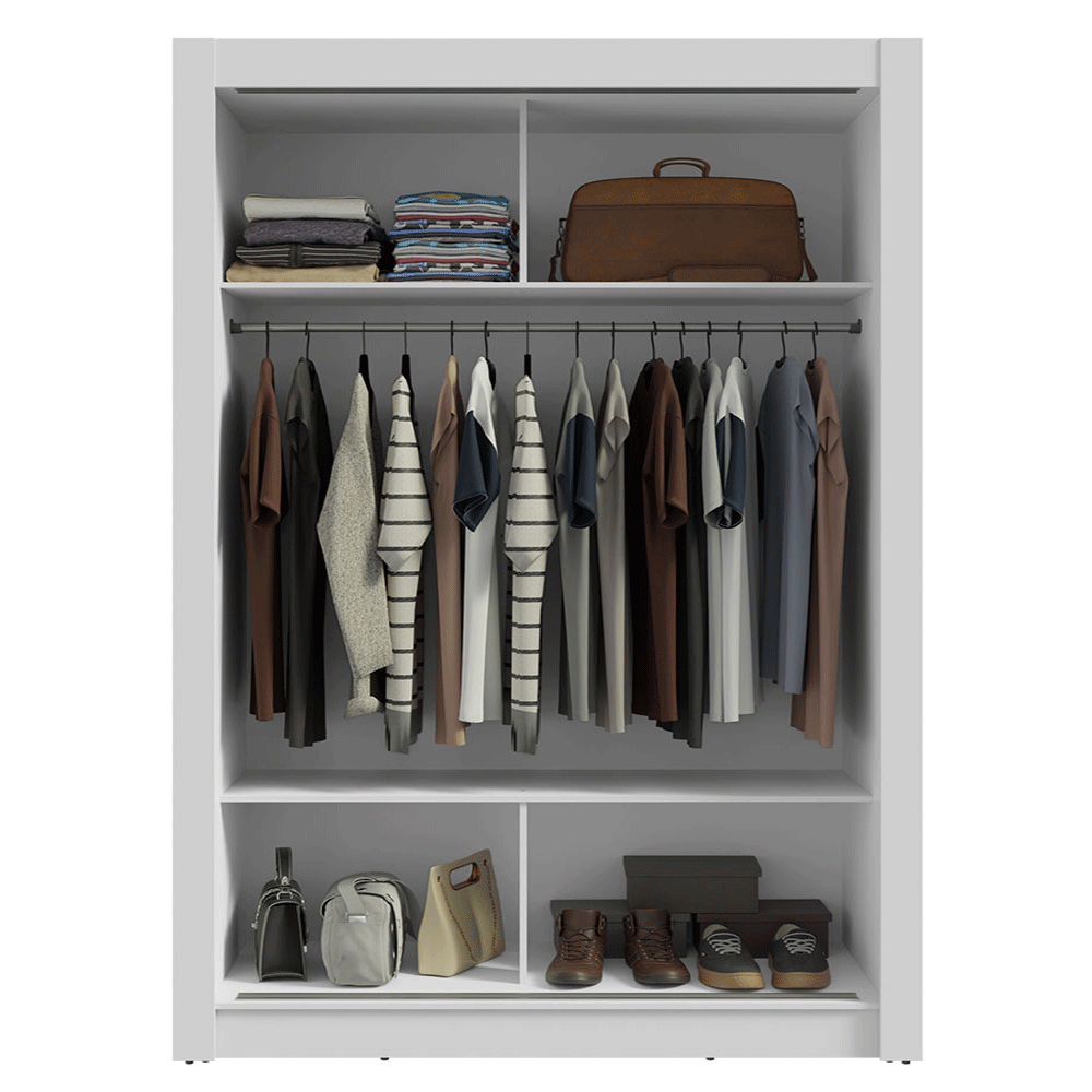 Clóset Soltero 117 cm 2 Puertas Corredizas Blanco Denver Madesa