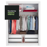 Clóset Individual Madesa Dallas Plus 2 Puertas Corredizas de Espejo 4 Cajones Blanco