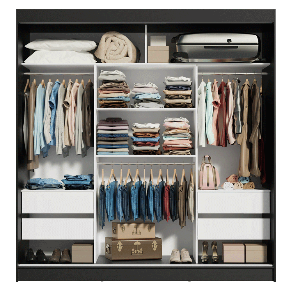 Clóset Matrimonial 3 Puertas Correderas Negro Reno