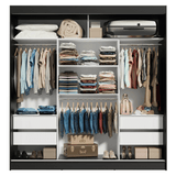 Clóset Matrimonial 3 Puertas Correderas Negro Reno