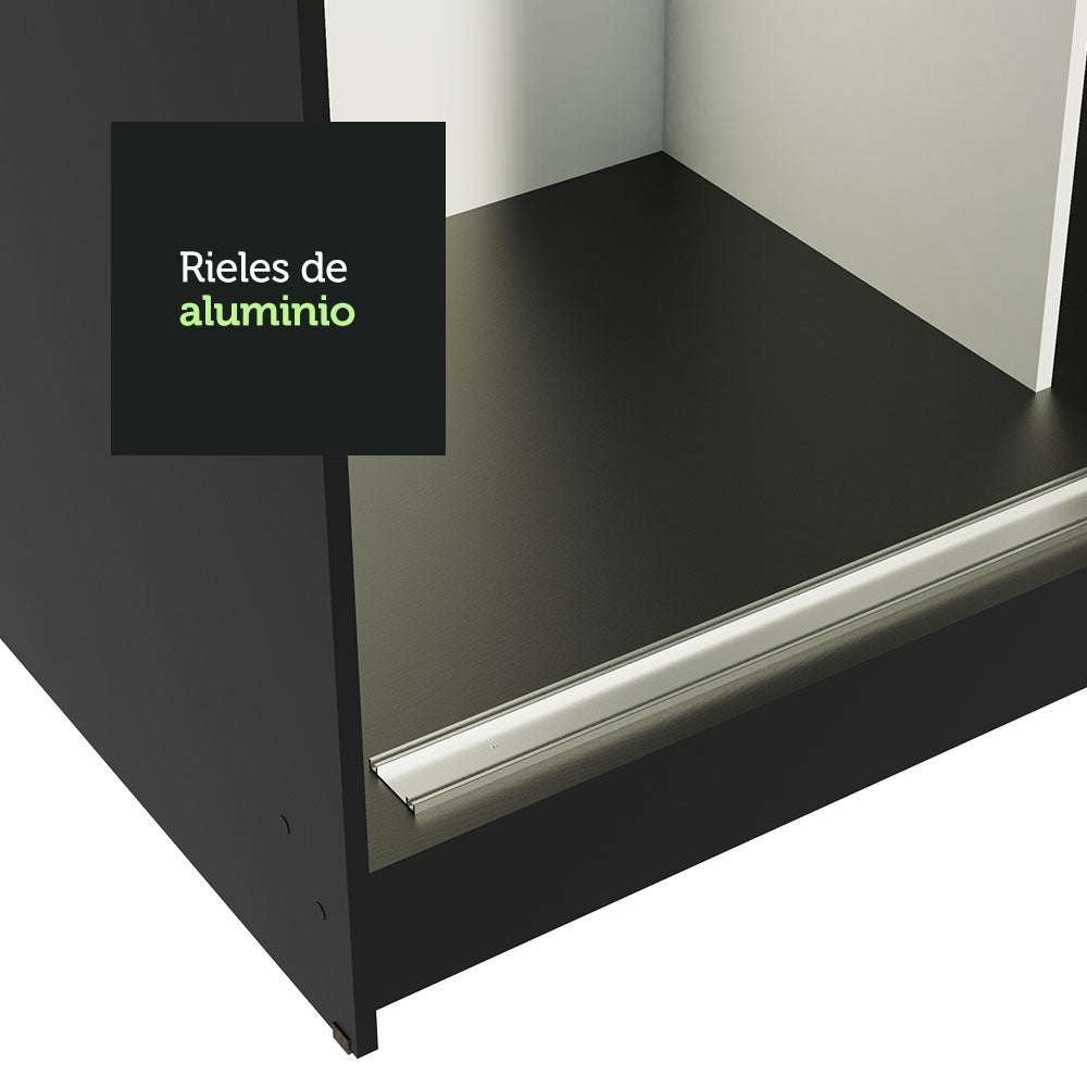 Clóset Soltero Tokio 2 Puertas Correderas 2 Cajones Negro/Blanco